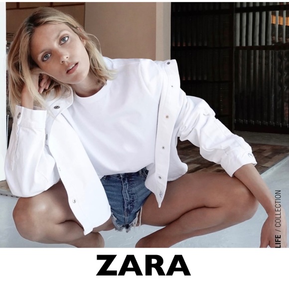 ZARA White Oversized Denim Shirt Size Medium - Picture 3 of 7